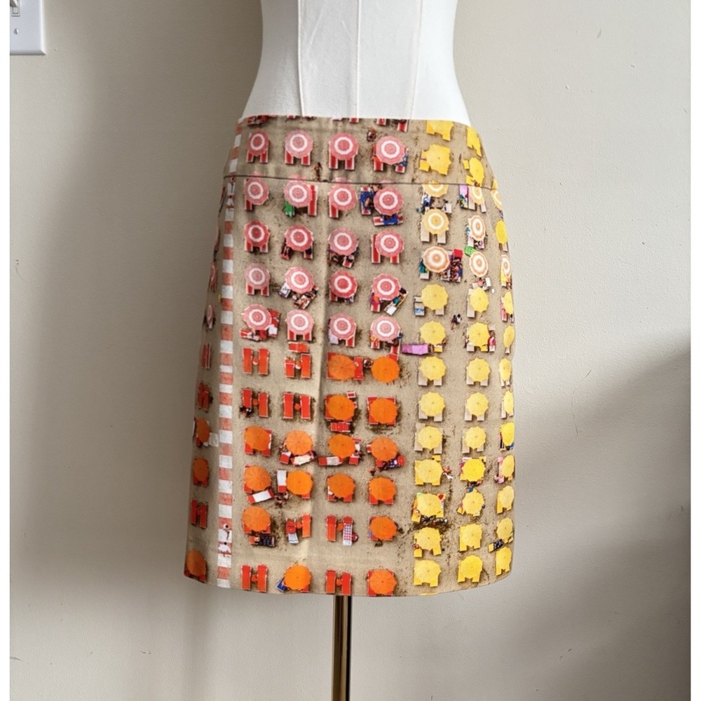 Akris Punto US 6 Colorful French Riviera Beach Umbrella Print A Line Designer